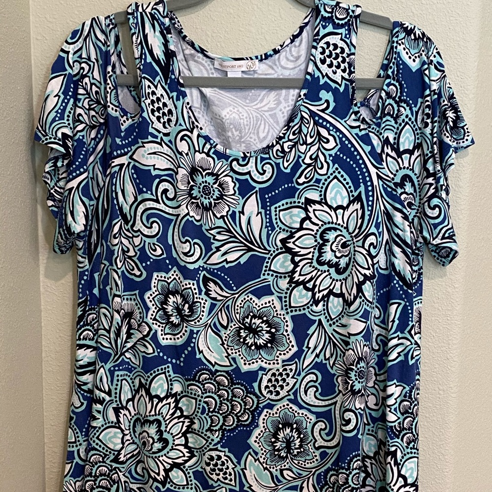 Westport peekaboo shoulder blouse